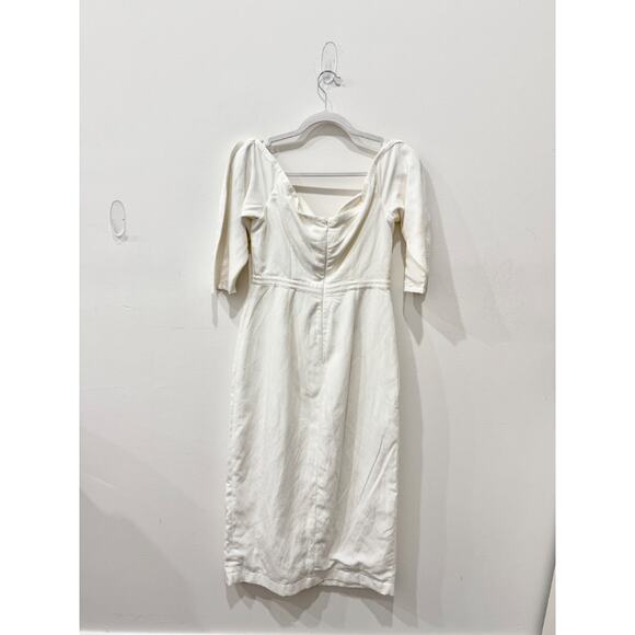 Mara Hoffman Leonara Linen Blend Off-the-Shoulder A-Line Midi Dress White Small - Picture 4 of 6